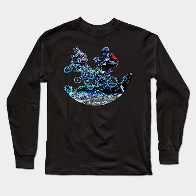 bmx racing Long Sleeve T-Shirt by rickylabellevie